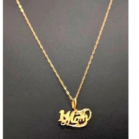 14K Yellow Gold 1 Mom Necklace - Picture 5 of 5